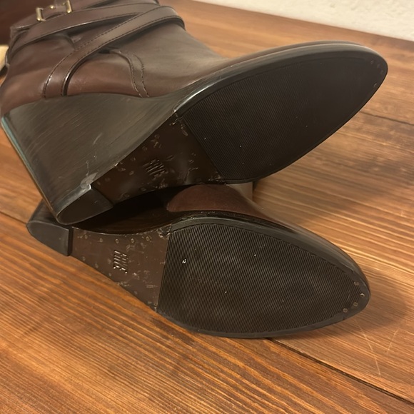 Frye Cece Jodhpur Leather Wedge Brown Bootie - Picture 7 of 14